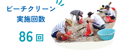 実施したビーチクリーンの回数 86回